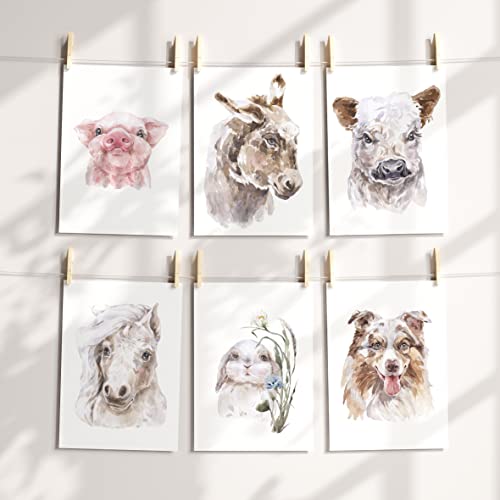 Schokoladenseite 6er Set Poster Kinderplakate Tierkinder | 6 Stück A3 Bilder Ohne Rahmen für Baby bis Teenager Deko | Zeitlose Wandbilder für Jungen und Mädchen mit tollen Tiermotiven (Bauernhof, A3) von Schokoladenseite