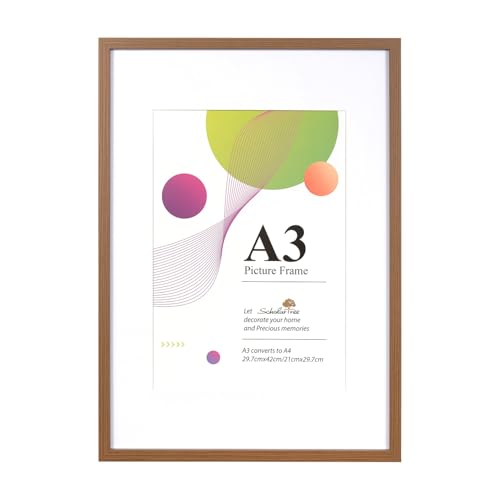 Scholar TreeA3-Bilderrahmen – 1 Packung A3 brauner Rahmen, braune Bilderrahmen 29,7 x 42 cm, Holz-Bilderrahmen mit Wandbehang von Scholartree