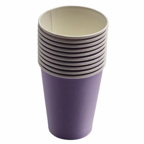Pastellfarbene Pappbecher, Einwegbecher, 250 ml, für Partys, Babypartys und Events, verschiedene Farben (lila) von Schone