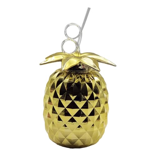 schone Ananasbecher mit Deckel und Strohhalmen – 800 ml wiederverwendbare tropische Trinkgläser für Partys, Picknicks, Grillabende, Sommerveranstaltungen, Set aus Kunststoffbechern in Ananasform (Gold schone Ananasbecher mit Deckel und Strohhalmen – 800 ml wiederverwendbare tropische Trinkgläser für Partys, Picknicks, Grillabende, Sommerveranstaltungen, Set aus Kunststoffbechern in Ananasform (Gold von Schone