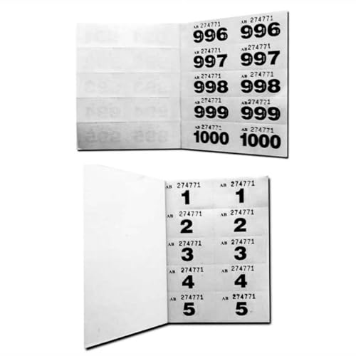 schone Tombola-Ticketbuch 1-1000 - Nummerierte Tickets in 4 Farben, ideal für Ziehungen, Garderobe, Events & Spendenaktionen (Weiß) von Schone