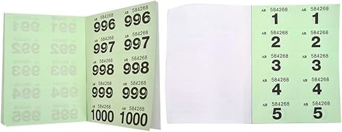schone Tombola-Ticketbuch 1-1000 – duplizierte nummerierte Tickets in 4 Farben, ideal für Ziehungen, Garderoben, Veranstaltungen & Spendenaktionen (Grün) von Schone