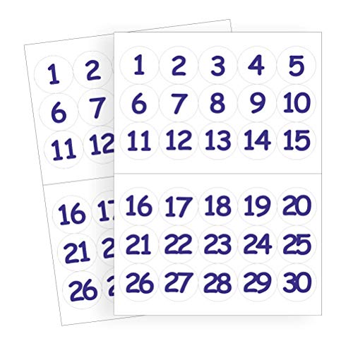 Aufkleber für die Schule, 35 mm, Zahlen 1-30, weißer Hintergrund Aufkleber für die Schule, 35 mm, Zahlen 1-30, weißer Hintergrund von School Stickers