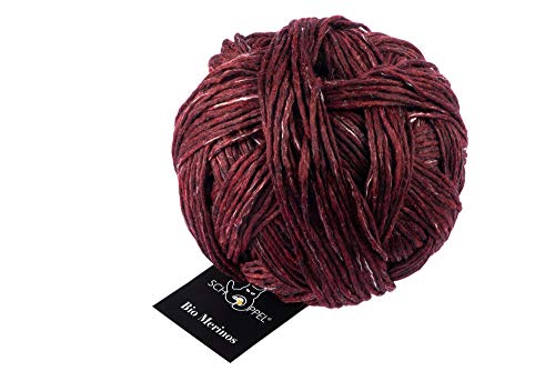 Schoppel Bio Merinos Wolle GOTS zertifiziert, Farbe 1390M rot melange, 50g Merinowolle aus kontrolliert biologischer Wolle von Schoppel