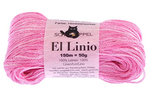 Schoppel El Linio Farbe Himbeersorbet (2446) Leinengarn zum Stricken oder Häkeln, Leinen zum Stricken oder Häkeln von Schoppel