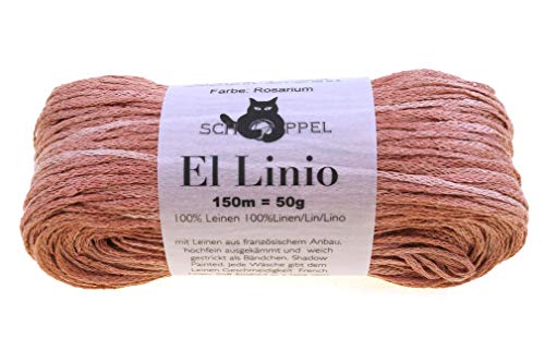Schoppel El Linio Farbe Rosarium (2346) Leinengarn zum Stricken oder Häkeln, Leinen zum Stricken oder Häkeln von Schoppel