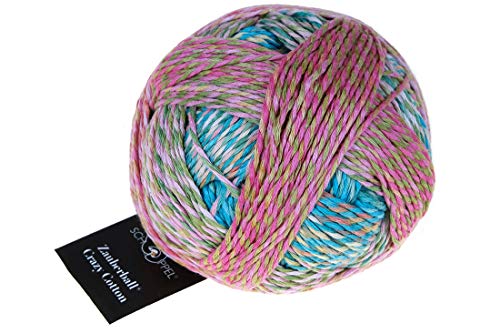 Schoppel Wolle Zauberball Crazy Cotton Baumwollgarn mit Farbverlauf, 100% Baumwolle, ca. 210 m/100g, Nadelstärke 3-4 mm (2367 Sommermaerchen) von Schoppel