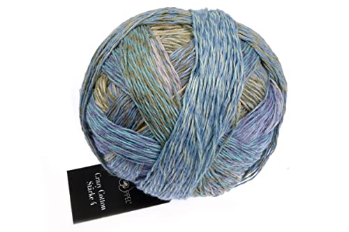 Schoppel Wolle Zauberball Crazy Cotton Stärke 4, Baumwollgarn mit individuellem Farbverlauf (2504 Strandläufer) von Schoppel