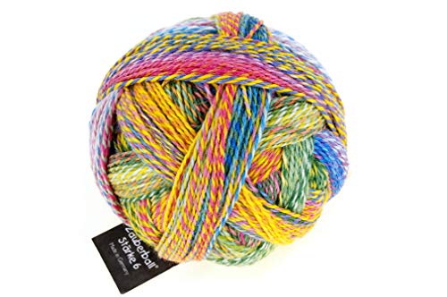 Schoppel Wolle Zauberball Stärke 6, 150g bunte Sockenwolle 6-fädig, dicke Strumpfwolle 6-fach, Sockengarn mit Farbverlauf zum stricken und häkeln | 75% Wolle, 25% Polyamid (2334 Malerwinkel) von Schoppel