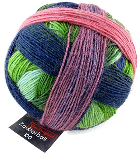 Schoppel Zauberball 100 Pro, reine Wolle mit Farbverlauf grün blau rosa pastell, 100g, 420m (2170 Blasser Schimmer) von Schoppel