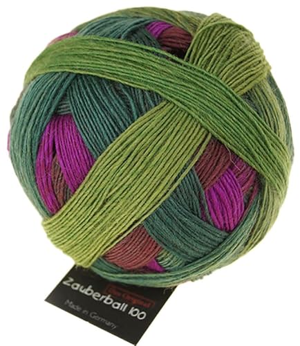 Schoppel Zauberball 100 Pro, reine Wolle mit Farbverlauf grün magenta, 100g, 420m (2249 Teezeremonie) von Schoppel