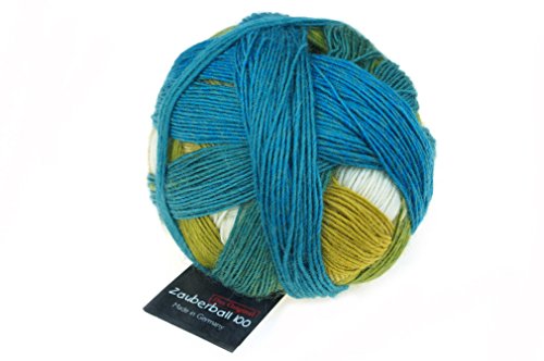 Schoppel Zauberball 100 Pro, reine Wolle mit Farbverlauf türkis natur ocker gelb, 100g, 420m (2309 Blaue Lagune) von Schoppel