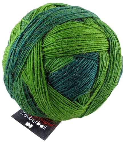 Schoppel Zauberball 100 Strickgarn, 100g, 400m Lauflänge, 100% Schurwolle, einzigartiger Farbverlauf (2168 Evergreen) von Schoppel