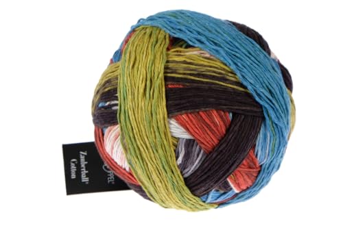 Schoppel Zauberball Cotton, Häkelwolle Baumwolle, Baumwollgarn mit Farbverlauf, Farbverlaufsgarn zum Stricken und Häkeln | 100g 420m (2407 Downtown) von Schoppel