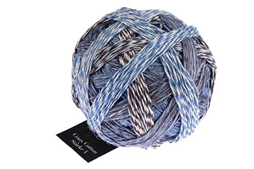 Schoppel Zauberball Crazy Cotton Stärke 4, Häkelwolle Baumwollgarn reine Baumwolle mit individuellem Farbverlauf, 100g 420m (2390 Meer und mehr) von Schoppel
