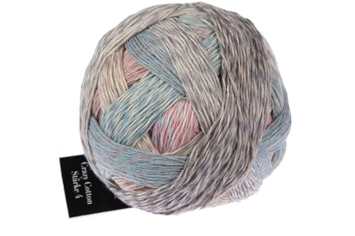 Schoppel Zauberball Crazy Cotton Stärke 4, Häkelwolle Baumwollgarn reine Baumwolle mit individuellem Farbverlauf, 100g 420m (2624 Elchtest) von Schoppel