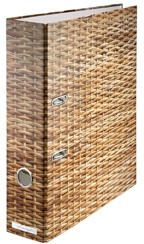 Flechtwerk - Ordner Motiv Ringbuch DIN A4 ca. 8 cm breit Karton beige braun Natur matt Korb-Optik Büro Wohnzimmer von Schreibgefühl