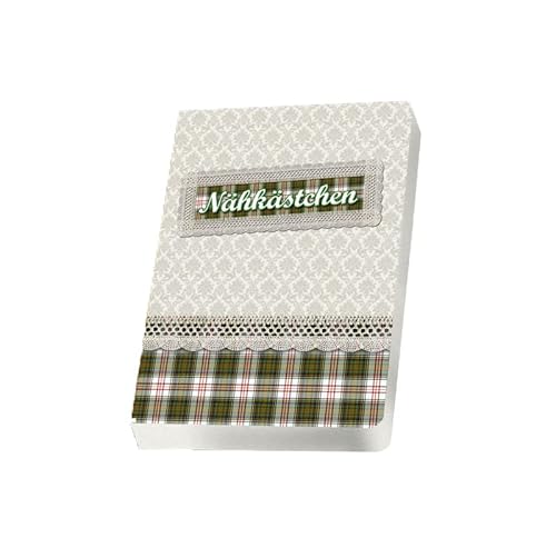 Notizbuch Notizheft Gedankenbuch “Nähkästchen“ grün beige Stoff-Design Notizen DIN A6 liniert klein Naturpapier Softcover von Schreibgefühl