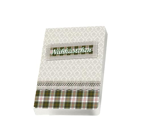 Notizbuch Notizheft Gedankenbuch “Nähkästchen“ grün beige Stoff-Design Notizen DIN A6 liniert klein Naturpapier Softcover von Schreibgefühl