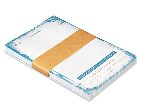 Notizzettel “Herr Merkel - Gepriesen sei der Herr“ | Notizblock | DIN A6 | 100 Blatt | gelocht | Nachfüllpack mit Bibelvers (blau) für Notizzettelhalter “Herr Merkel“ - Schreibgefühl von Schreibgefühl