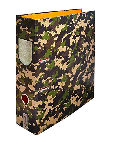 Ordner Motiv Aktenordner "Camouflage“ Motivordner Flecktarn-Muster Kinder Teenager Erwachsene DIN A4 ca. 8 cm breit, grün/braun von Schreibgefühl