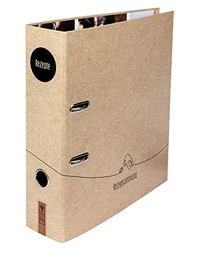 Ordner Motiv "Leckerschmecker“ Rezeptordner Rezepte Küche Mädchen Frauen Männer DIN A4 ca. 8 cm breit Kraftpapier-Optik, neutral beige braun von Schreibgefühl