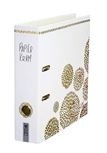 Papierkram - Ordner Aktenordner Motivordner DIN A4 ca. 8 cm breit Motiv floral Blumen-Ornament edel Mädchen Frauen weiß gold dunkelgrau von Schreibgefühl