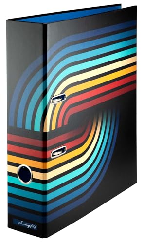 Retro - Ordner Motiv Aktenordner Büro DIN A4 ca. 8 cm breit Design Schwarz bunt Farben matt Muster Retro - Ordner Motiv Aktenordner Büro DIN A4 ca. 8 cm breit Design Schwarz bunt Farben matt Muster von Schreibgefühl