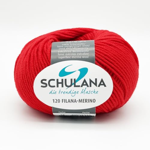Extrafeine Merinowolle zum Stricken und Häkeln I 100% Schurwolle I 50g/120m Rot (Tomatenrot, Feuerrot) I 120 Filana-Merino Garn für Schal, Mütze, Loops, Babykleidung und Accessoires Extrafeine Merinowolle zum Stricken und Häkeln I 100% Schurwolle I 50g/120m Rot (Tomatenrot, Feuerrot) I 120 Filana-Merino Garn für Schal, Mütze, Loops, Babykleidung und Accessoires von SCHULANA