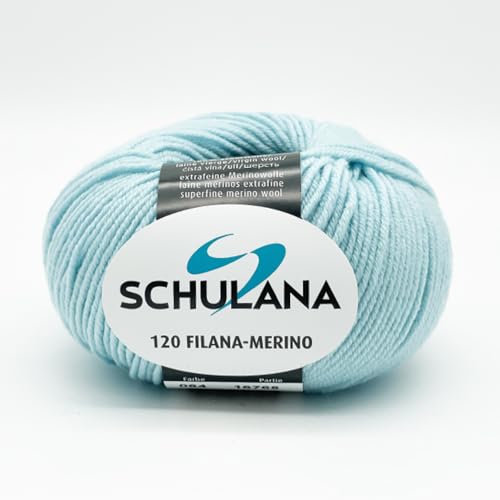 Extrafeine Merinowolle zum Stricken und Häkeln I 100% Schurwolle I 50g/120m Mint (Mintgrün, Pastellgrün) I 120 Filana-Merino Garn für Schal, Mütze, Loops, Babykleidung und Accessoires von SCHULANA