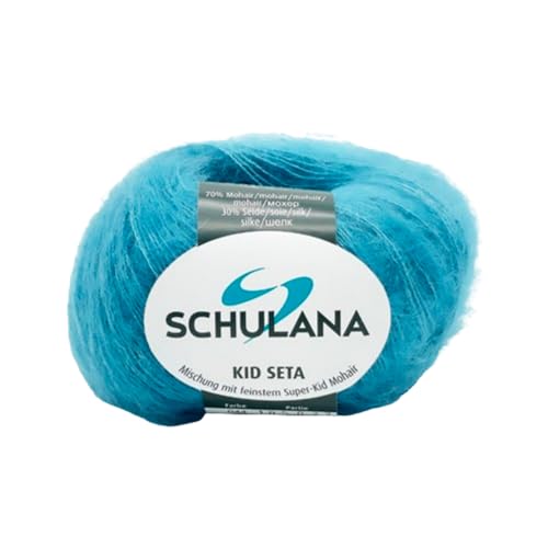 Kid Seta Mohair Wolle zum Stricken und Häkeln I 70% Super Kid Mohair & 30% Seide I 25 g/ca. 210m Hellpetrol (Grün, Hellblau) I Kid-Seta Garn für Schals, Spitzenschals, leichte Cardigans und Mützen von Schulana