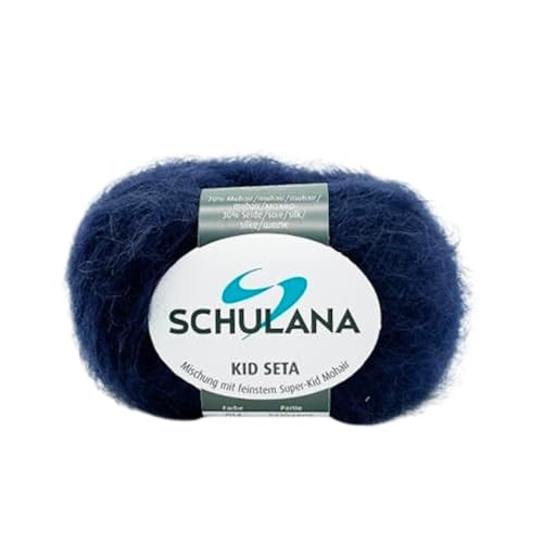 Kid Seta Mohair Wolle zum Stricken und Häkeln I 70% Super Kid Mohair & 30% Seide I 25 g/ca. 210m Marine (Blau) I Kid-Seta Garn für Schals, Spitzenschals, leichte Cardigans und Mützen von Schulana