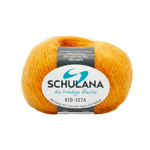 Kid Seta Mohair Wolle zum Stricken und Häkeln I 70% Super Kid Mohair & 30% Seide I 25 g/ca. 210m Ringelblume (Gelb, Orange) I Kid-Seta Garn für Schals, Spitzenschals, leichte Cardigans und Mützen von Schulana