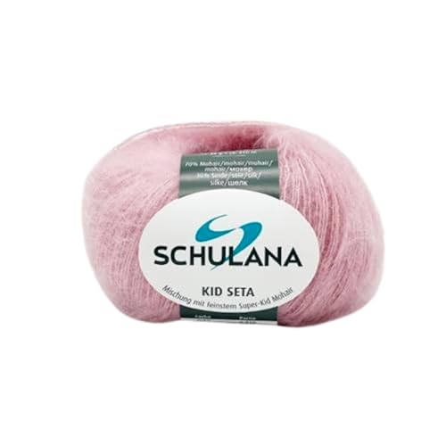 Kid Seta Mohair Wolle zum Stricken und Häkeln I 70% Super Kid Mohair & 30% Seide I 25 g/ca. 210m Rosa I Kid-Seta Garn für Schals, Spitzenschals, leichte Cardigans und Mützen von Schulana