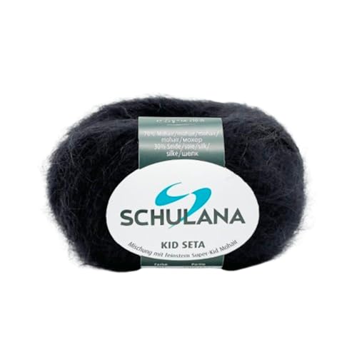 Kid Seta Mohair Wolle zum Stricken und Häkeln I 70% Super Kid Mohair & 30% Seide I 25 g/ca. 210m Schwarz I Kid-Seta Garn für Schals, Spitzenschals, leichte Cardigans und Mützen Kid Seta Mohair Wolle zum Stricken und Häkeln I 70% Super Kid Mohair & 30% Seide I 25 g/ca. 210m Schwarz I Kid-Seta Garn für Schals, Spitzenschals, leichte Cardigans und Mützen von Schulana