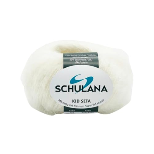 Kid Seta Mohair Wolle zum Stricken und Häkeln I 70% Super Kid Mohair & 30% Seide I 25 g/ca. 210m Weiß I Kid-Seta Garn für Schals, Spitzenschals, leichte Cardigans und Mützen Kid Seta Mohair Wolle zum Stricken und Häkeln I 70% Super Kid Mohair & 30% Seide I 25 g/ca. 210m Weiß I Kid-Seta Garn für Schals, Spitzenschals, leichte Cardigans und Mützen von Schulana