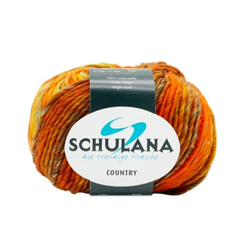 SCHULANA Country, 100% Schurwolle, zum Stricken und Häkeln, 50g ca 90m, Feuerrot-Grün-Gelb meliert 090 SCHULANA Country, 100% Schurwolle, zum Stricken und Häkeln, 50g ca 90m, Feuerrot-Grün-Gelb meliert 090 von SCHULANA