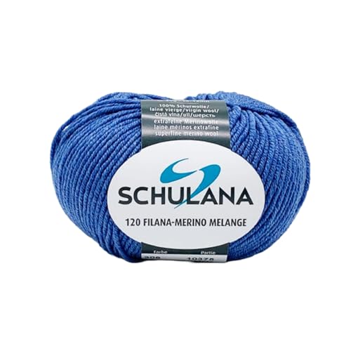 SCHULANA 120 Filana-Merino Mélange, 100% Schurwolle (Merino extrafine), zum Stricken und Häkeln, 50g ca 120m, Jeans Mélange 306 von SCHULANA