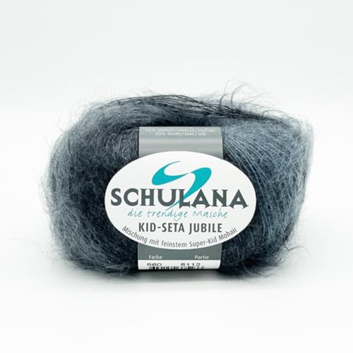 Super Kid Mohair Wolle zum Stricken und Häkeln I 70% Mohair & 30% Seide I 25g/ca. 210m Anthrazit meliert (Grau) I Kid-Seta Jubilé Garn für Schals, Tücher, Boleros, Loops und Accessoires Super Kid Mohair Wolle zum Stricken und Häkeln I 70% Mohair & 30% Seide I 25g/ca. 210m Anthrazit meliert (Grau) I Kid-Seta Jubilé Garn für Schals, Tücher, Boleros, Loops und Accessoires von Schulana
