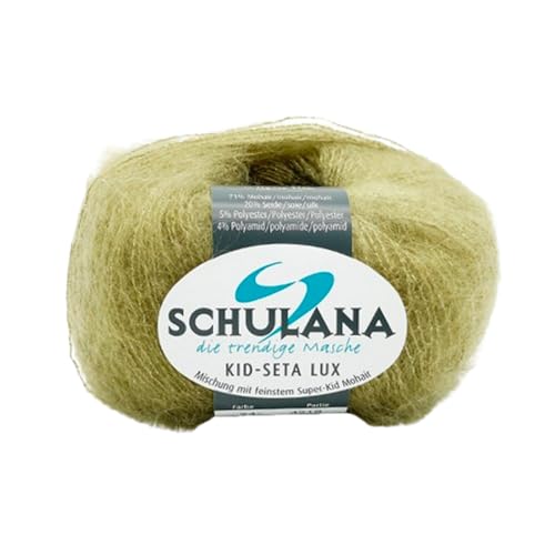 SCHULANA Kid-Seta Lux, 71% Mohair (Super-Kid), 20% Seide, 9% Polyamid (Lurex), zum Stricken und Häkeln, 25g ca 210m, Hellolive 241 von SCHULANA