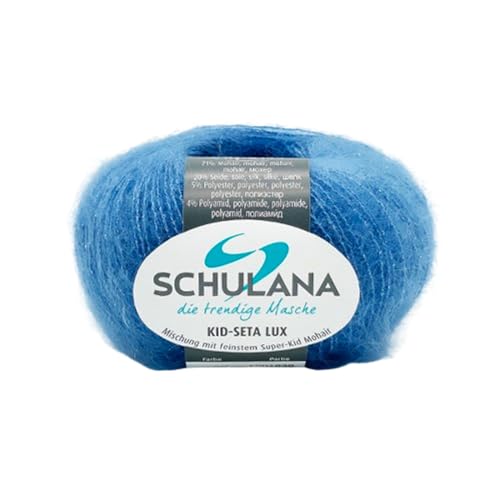 SCHULANA Kid-Seta Lux, 71% Mohair (Super-Kid), 20% Seide, 9% Polyamid (Lurex), zum Stricken und Häkeln, 25g ca 210m, Mittelblau 243 von SCHULANA