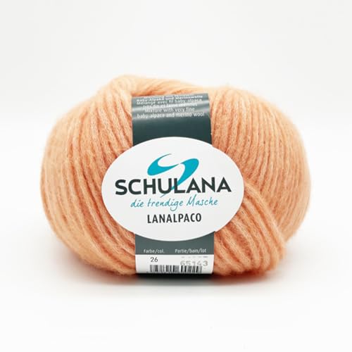 SCHULANA Lanalpaco, 55% Alpaka (Baby), 35% Baumwolle, 10% Schurwolle (Merino), zum Stricken und Häkeln, 50g ca 110m, Lachs 026 SCHULANA Lanalpaco, 55% Alpaka (Baby), 35% Baumwolle, 10% Schurwolle (Merino), zum Stricken und Häkeln, 50g ca 110m, Lachs 026 von SCHULANA