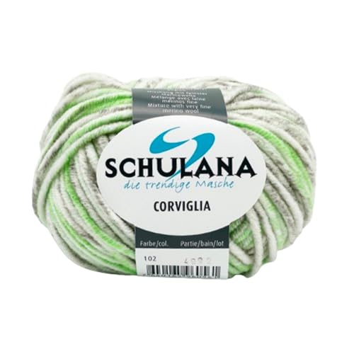 SCHULANA Corviglia, 60% Schurwolle (Merino), 40% Polyacryl, zum Stricken und Häkeln, 50g ca 65m, Grüngrau 102 von SCHULANA