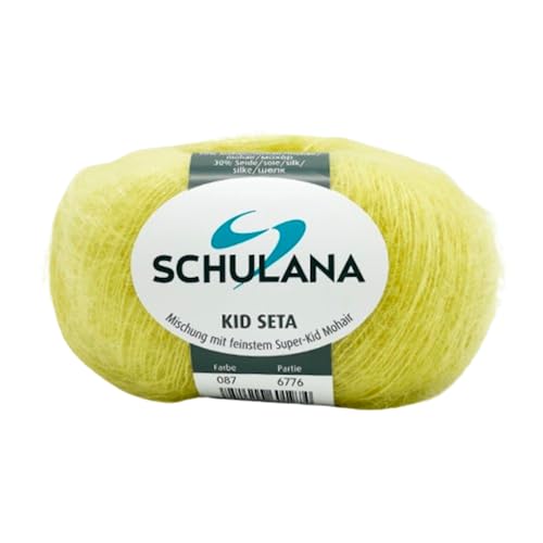 SCHULANA Kid-Seta, 70% Mohair (Super-Kid), 30% Seide, zum Stricken und Häkeln, 25g ca 210m, Gelbgrün 087 von SCHULANA