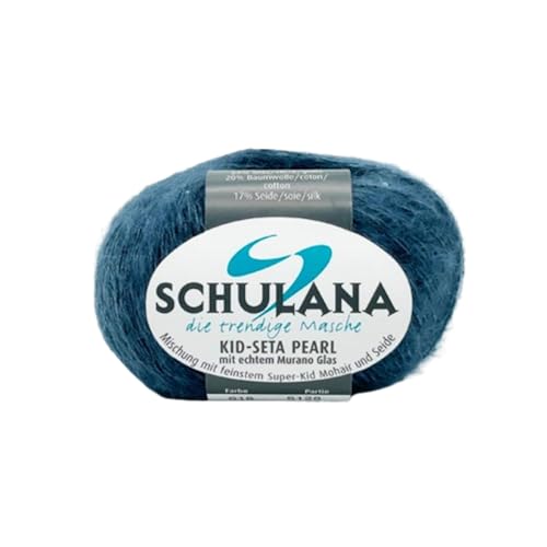 SCHULANA Kid-Seta Pearl, 40% Mohair (Super-Kid), 23% Glas (Murano), 20% Baumwolle, 17% Seide, zum Stricken und Häkeln, 25g ca 118m, Aqua 618 von SCHULANA