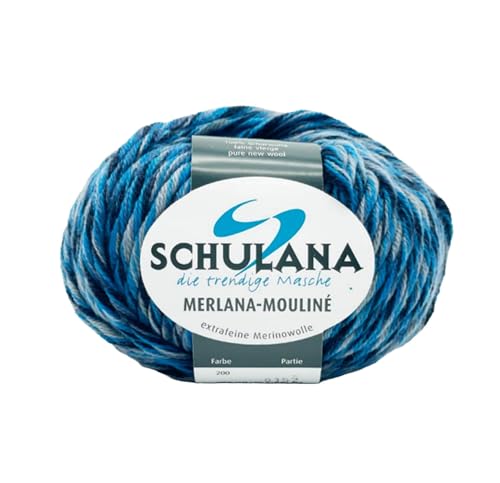 Schulana Merlana-Mouliné, Schurwolle, Blau-Marine-Grau, 50g von Schulana