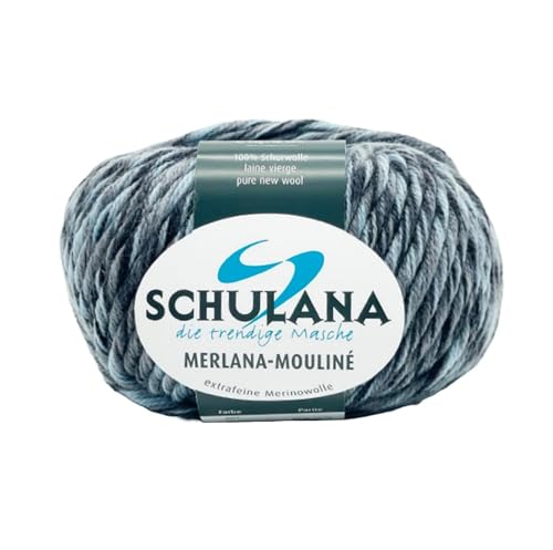 SCHULANA Merlana-Mouliné, 100% Schurwolle (Merino extrafine, mulesing-free), zum Stricken und Häkeln, 50g ca 55m, Hellgrau-Silber-Anthrazit 201 von SCHULANA