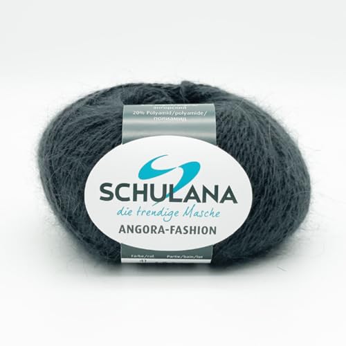 Superfeine Angora Wolle zum Stricken und Häkeln I 80% Angora & 20% Polyamid I 25g/ca.112m Anthrazit (Grau) I Angora Fashion Garn für Schal, Mütze, Handschuhe, Pullover und Tücher von Schulana