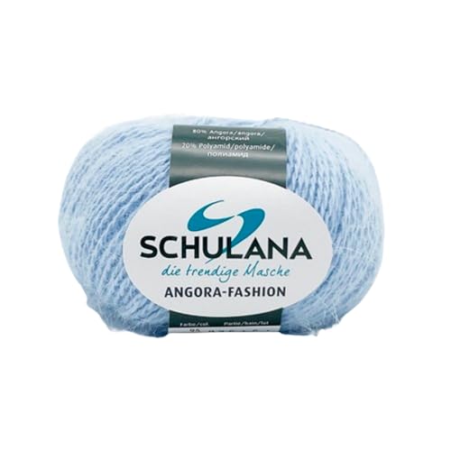 Superfeine Angora Wolle zum Stricken und Häkeln I 80% Angora & 20% Polyamid I 25g / ca. 112m Hellblau I Angora-Fashion Garn für Schal, Mütze, Handschuhe, Pullover und Tücher von Schulana