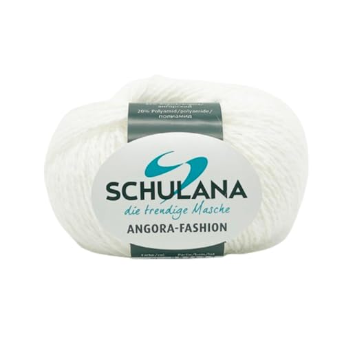 Superfeine Angora Wolle zum Stricken und Häkeln I 80% Angora & 20% Polyamid I 25g/ca.112m Weiß I Angora Fashion Garn für Schal, Mütze, Handschuhe, Pullover und Tücher von Schulana